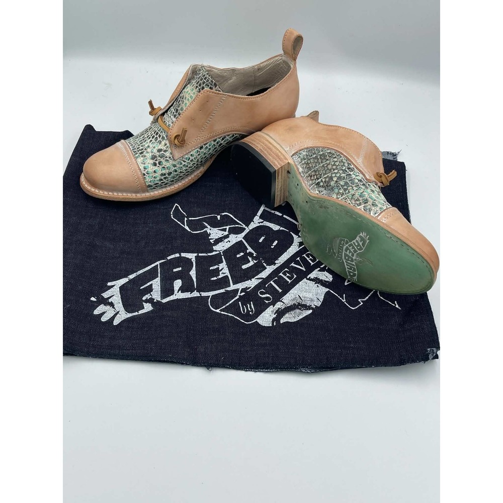 Freebird by Steven Mabel Turquoise Multi Snakeskin Leather Oxford Shoes 8
